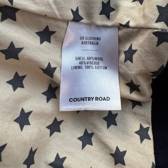 COUNTRY ROAD Hooded Cape Girls 5 Navy Blue Wool Winter Coat Faux Fur Pom Ties - Picture 11 of 12